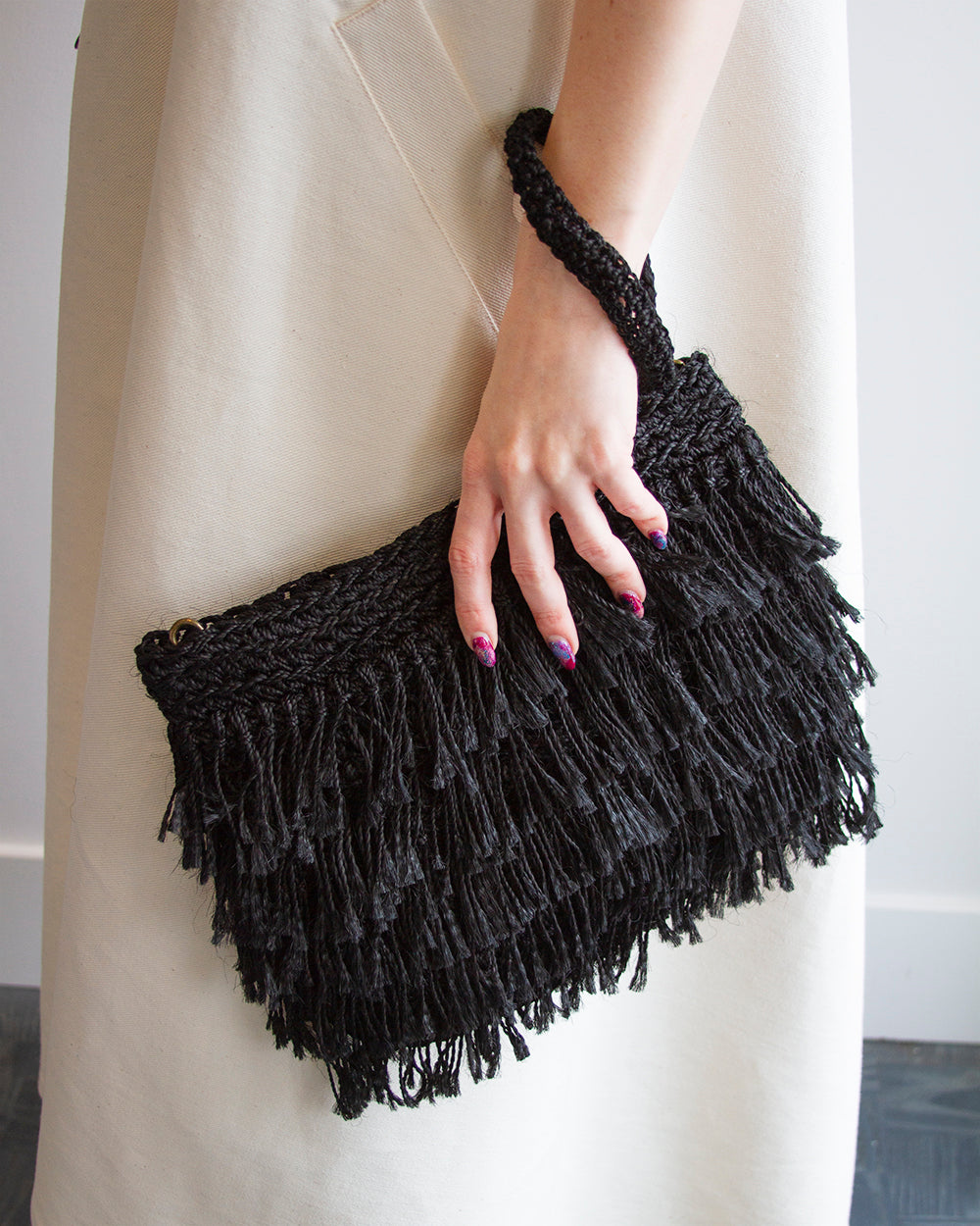 Black Fringe Handbag
