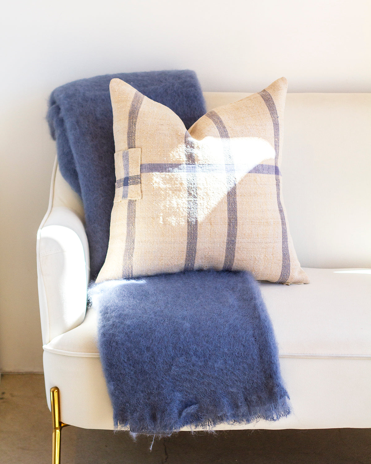 Dusty Blue Mohair Blanket Throw