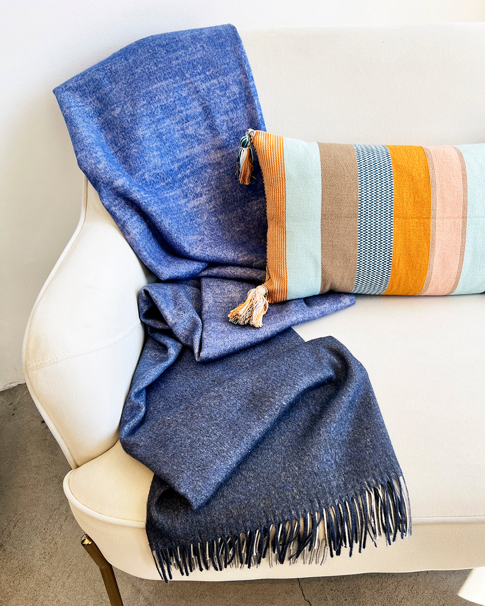 Deep Blue Ombre Merino Wool Throw