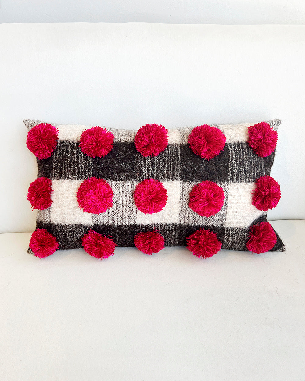 Chamula Checkered Pom Pom Pillow