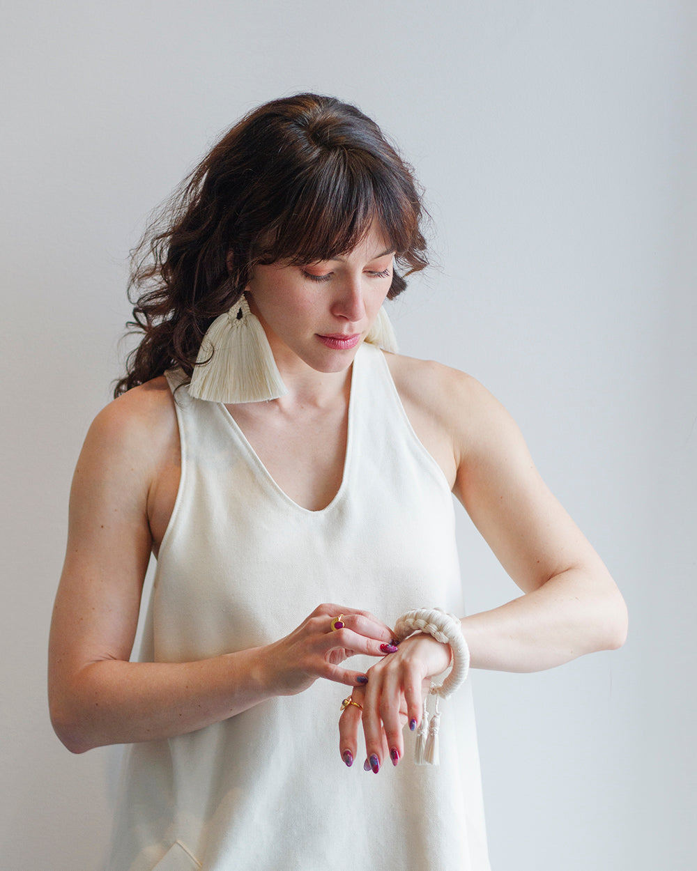 White Cobra Bracelet with the White Ghost Earrings