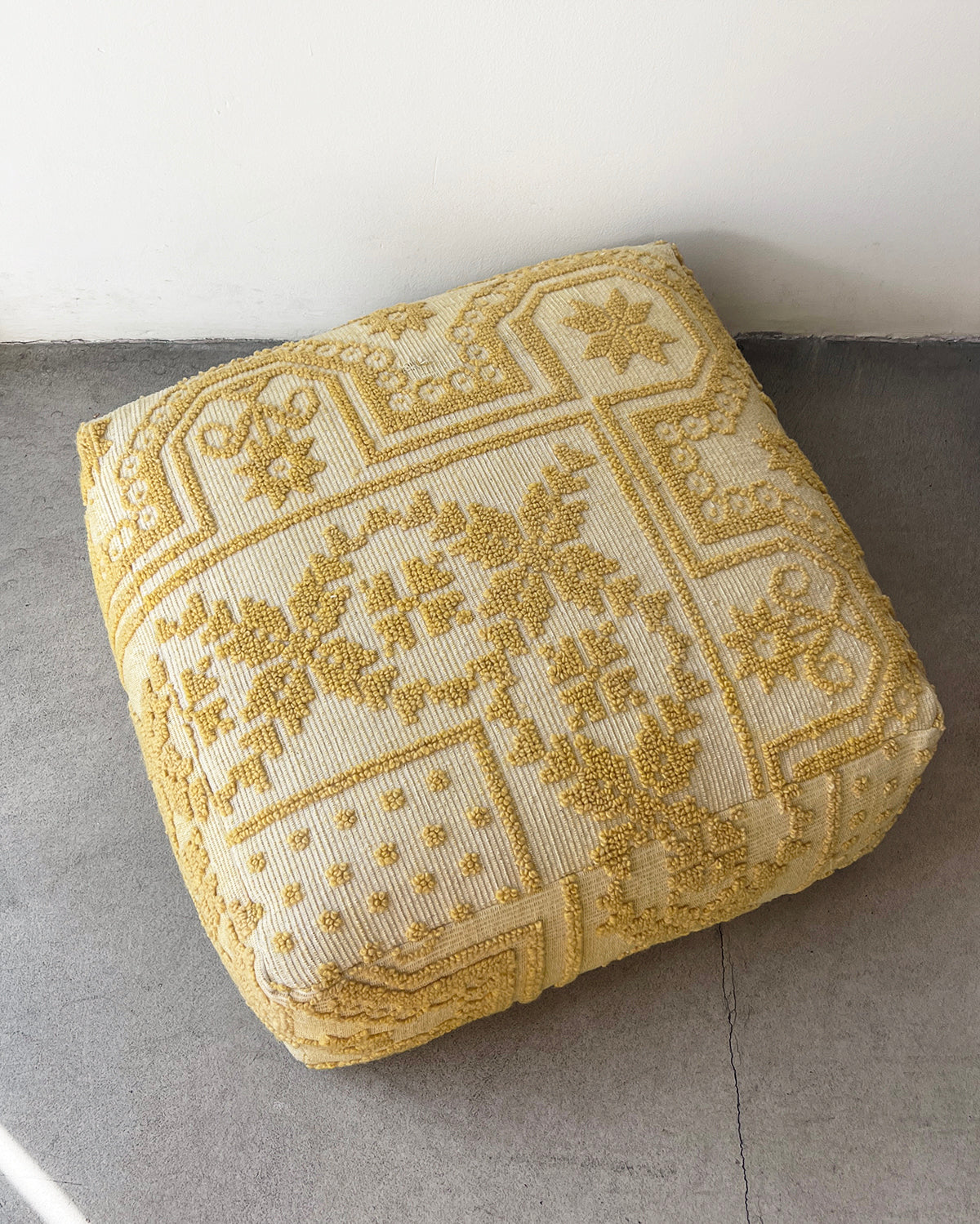 Isabel Darling Embroidered Yellow Ottoman