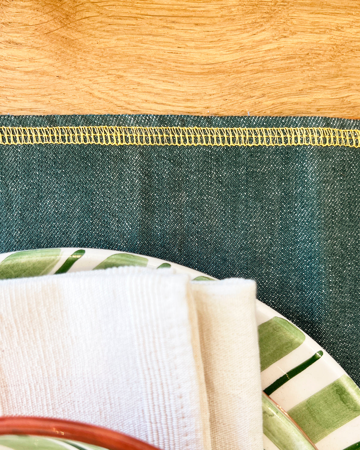 Forest Green Chambray Cotton Placemat - Set of 2