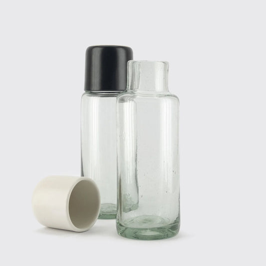 Blown Glass Bottle w/ Cup/Lid