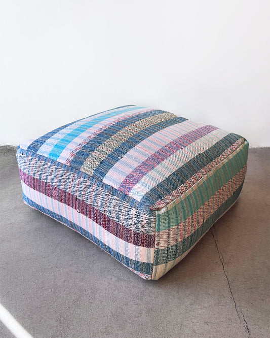 Isabel Blue Striped Ottoman