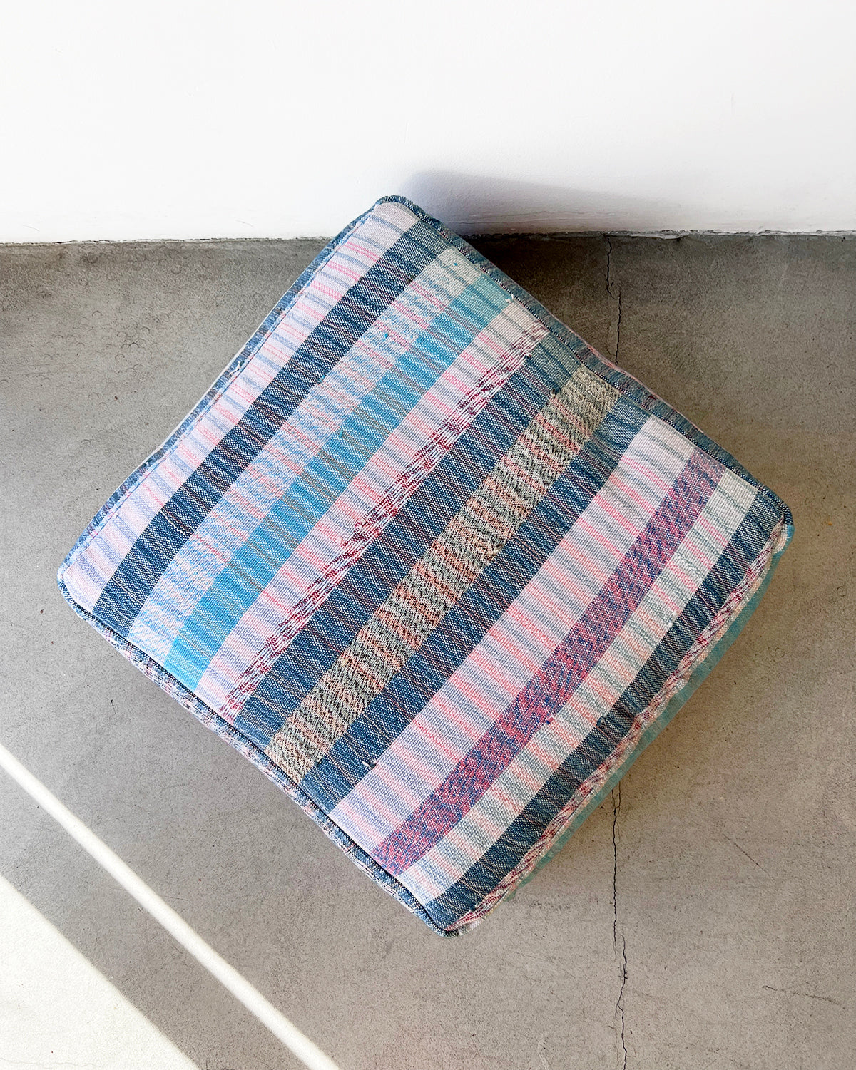 Isabel Blue Striped Ottoman