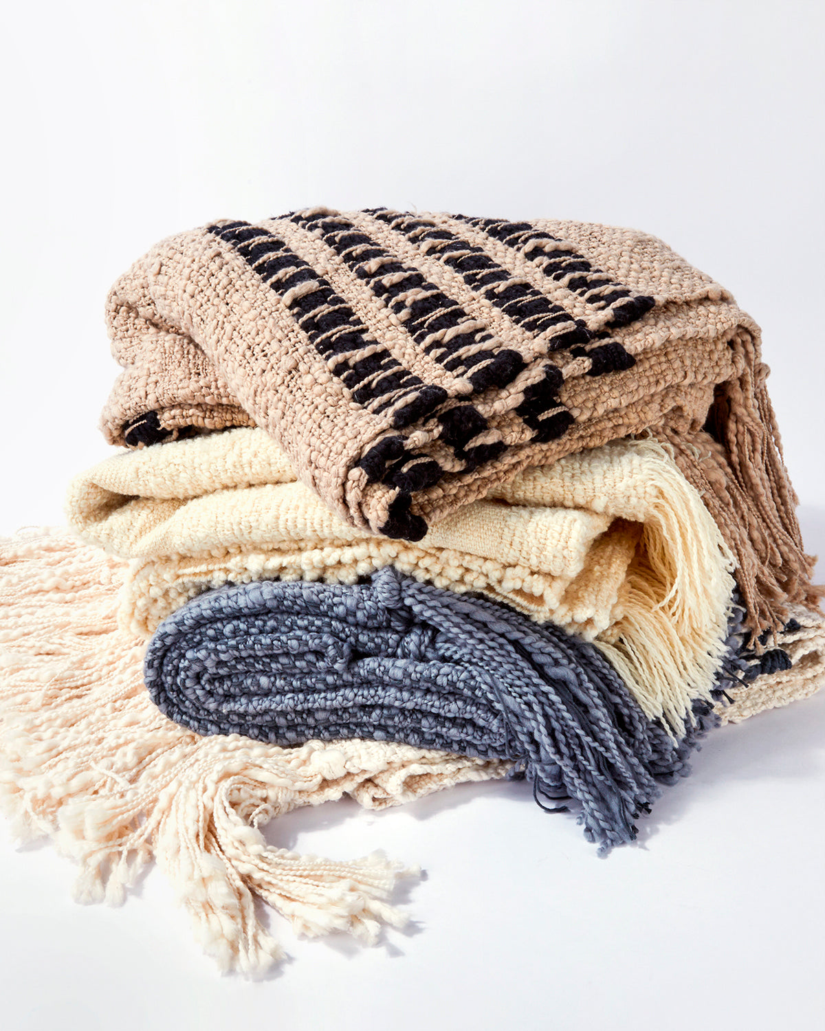 Miel Beige Cotton Throw Blanket