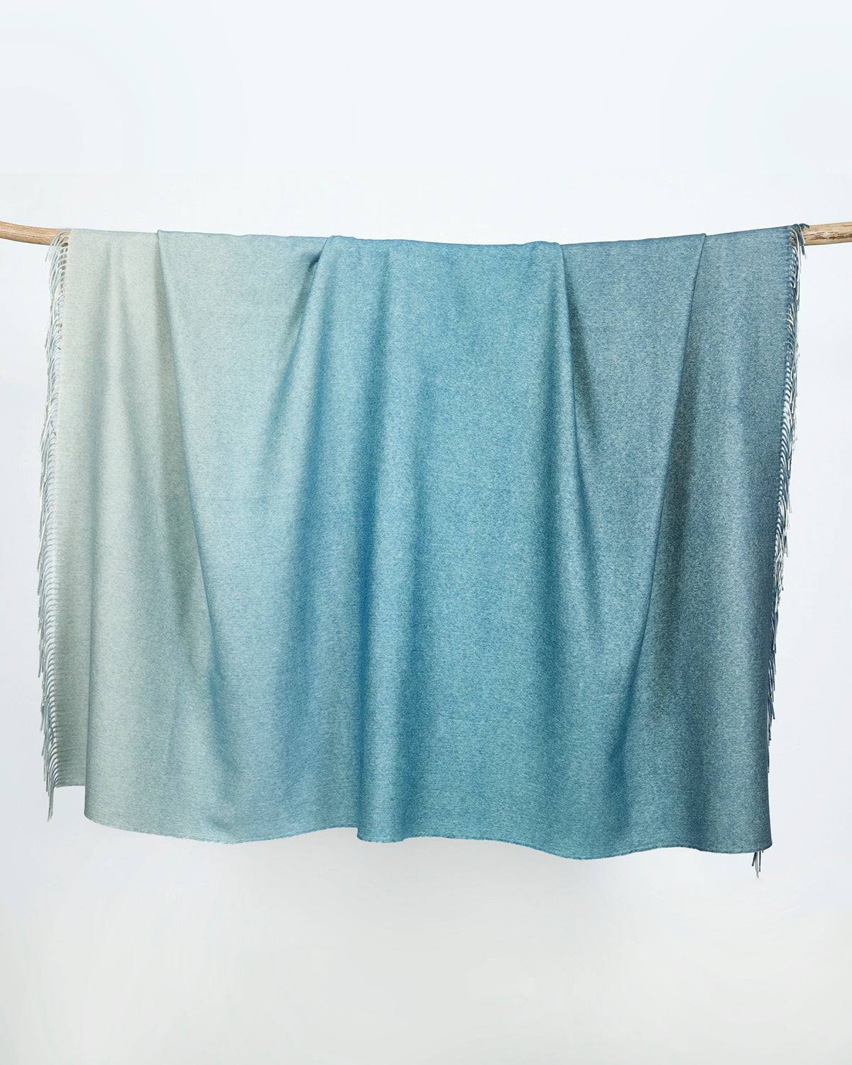 Petrol Blue Ombre Ezcaray Merino Wool Throw