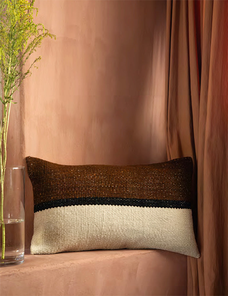 Rama Wool Throw Pillow in Brown and Beige