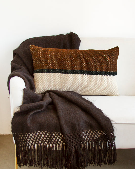 Rama Wool Throw Pillow in Brown and Beige