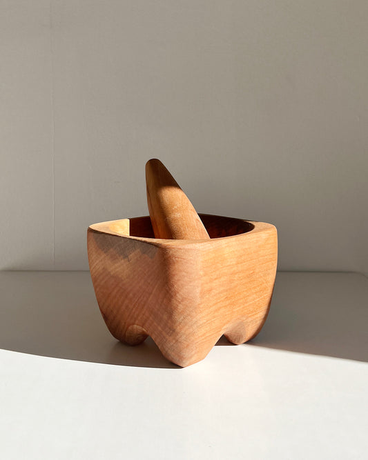 Rauli Hand Carved Solid Wood Mortar and Pestle