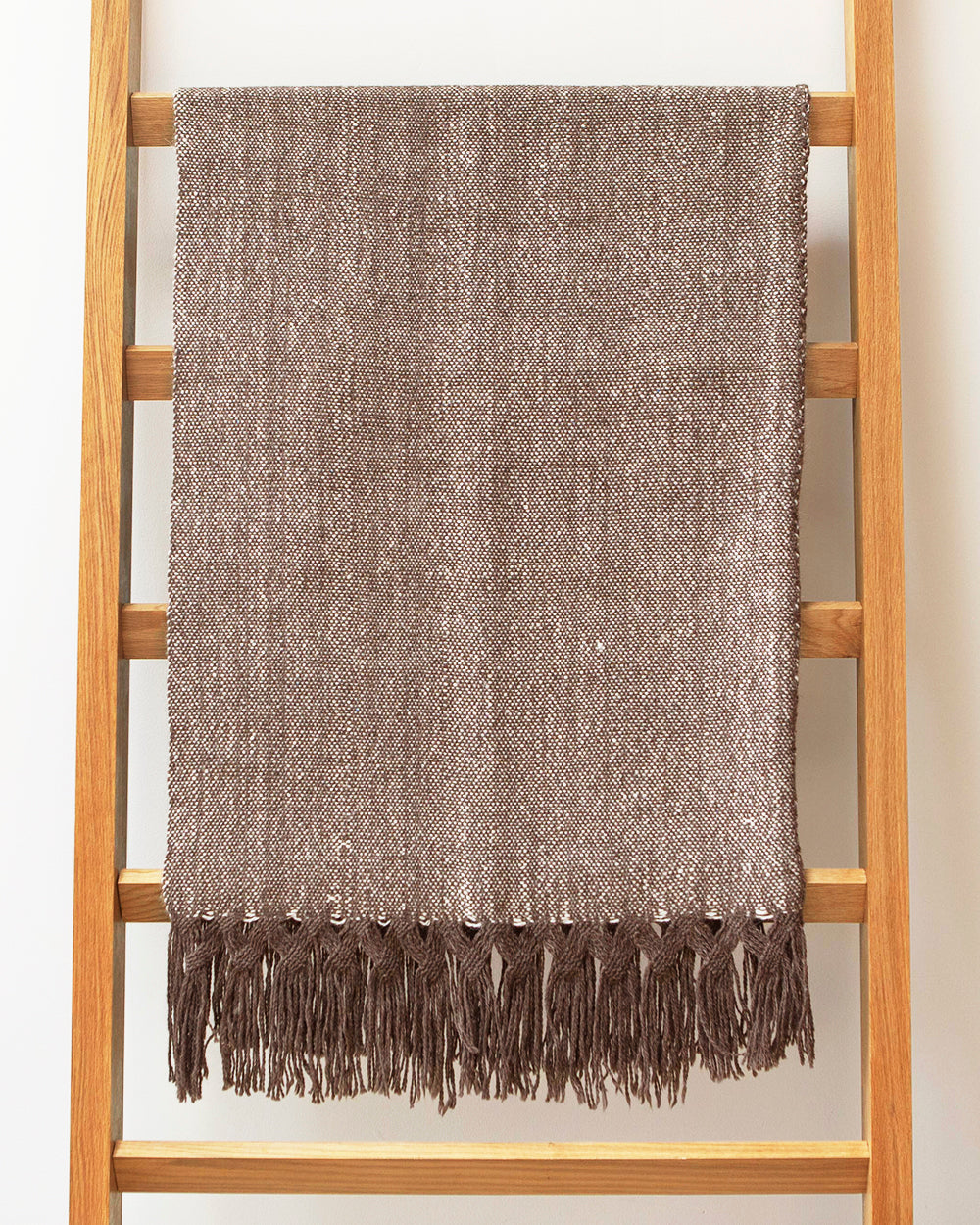 Silk and Llama Wool Double Fringed Throw Blanket