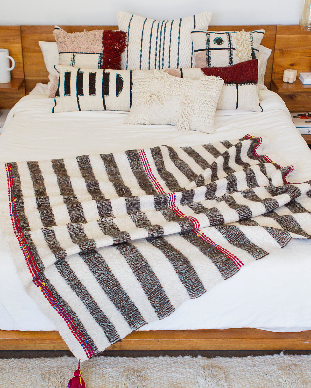 SALE Chamula Wool Throw - Gray Stripe