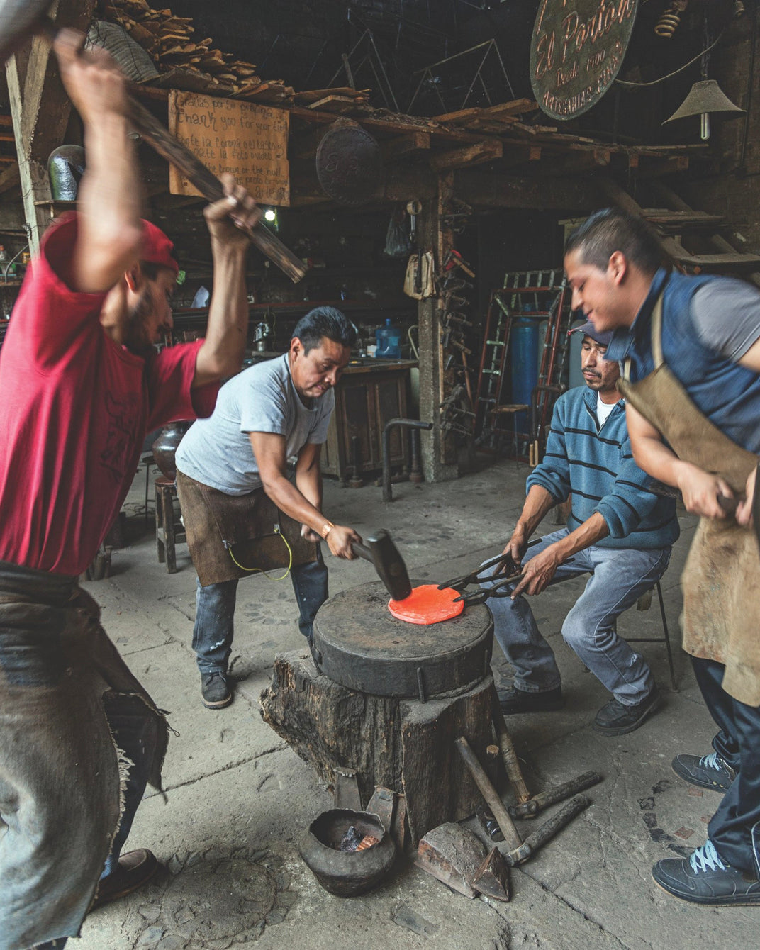 Artisans in Chile in the process of creating the bowls