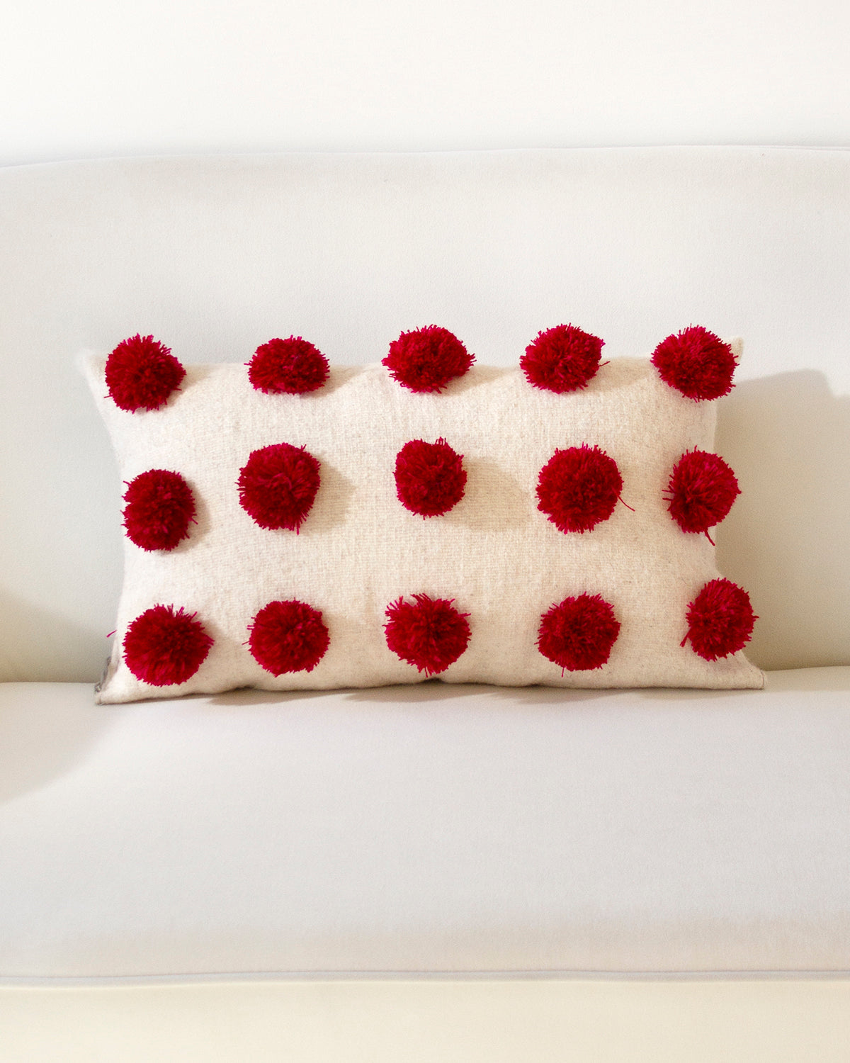 White pom 2024 pom throw pillow