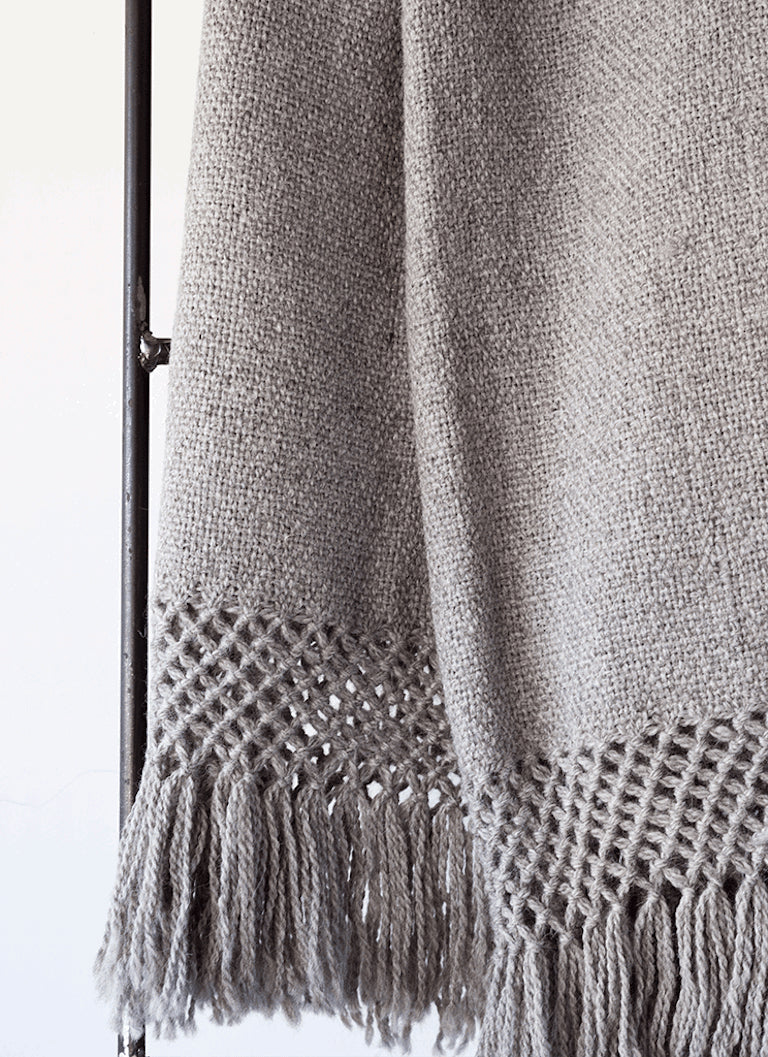 Handwoven llama wool throw silver grey