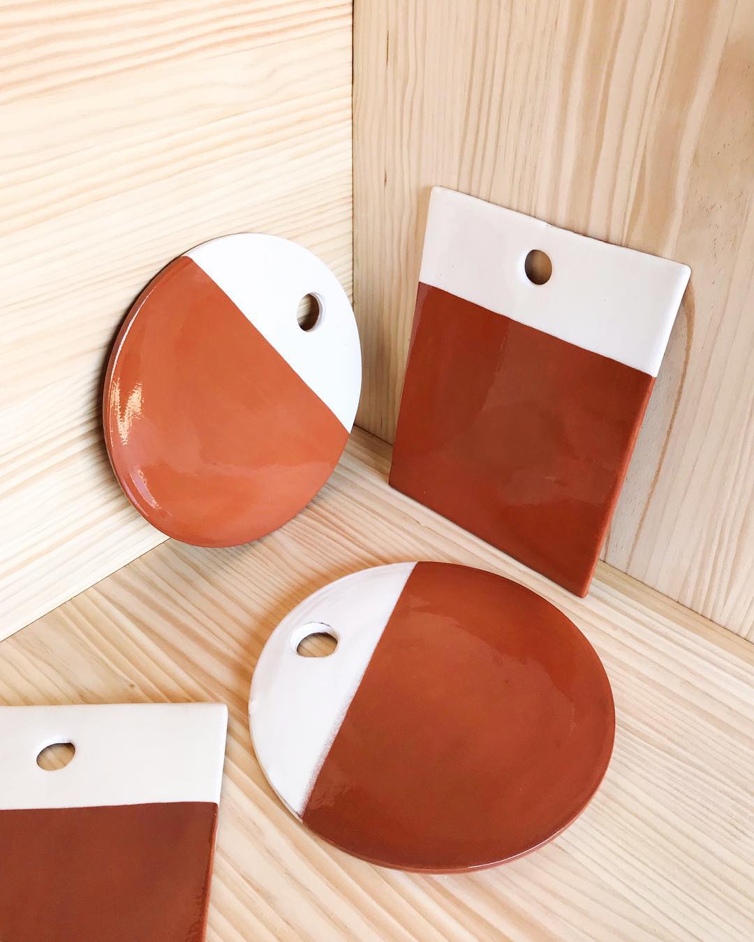 Casa Cubista Dipped Terracotta & White Round Cheese Board