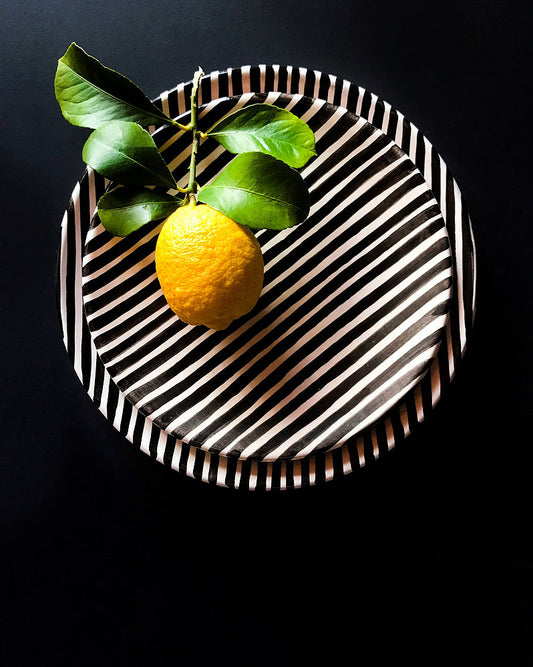 Stripe pattern dinner and salad plate