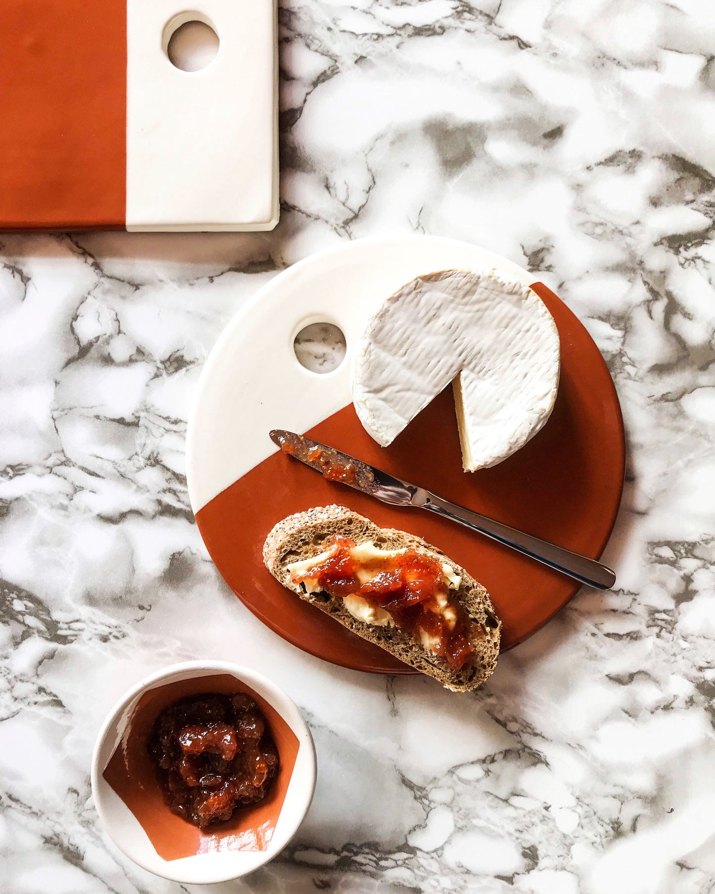 Handmade ceramic circular tray cheese plate