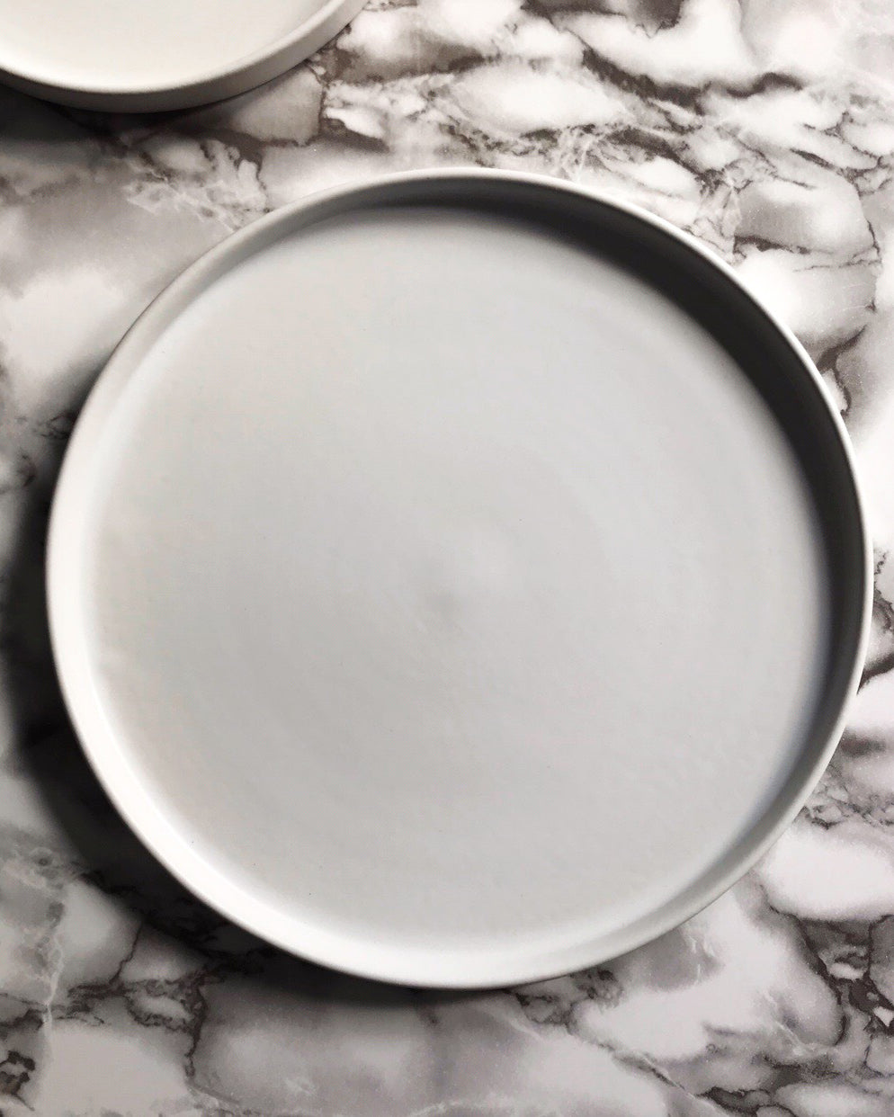 Handmade ceramic plate matte glaze white