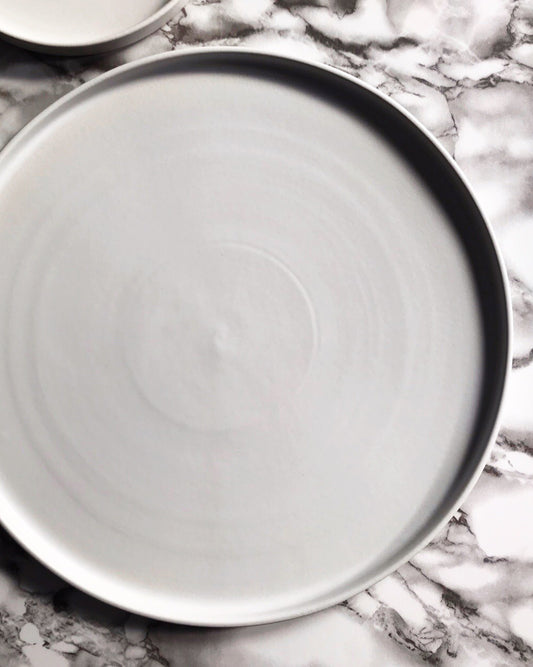 Handmade ceramic platter matte glaze white