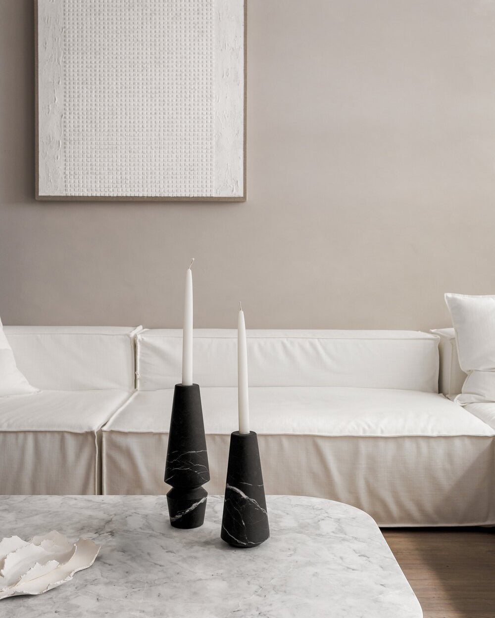 Conical Candleholders in Black Marble