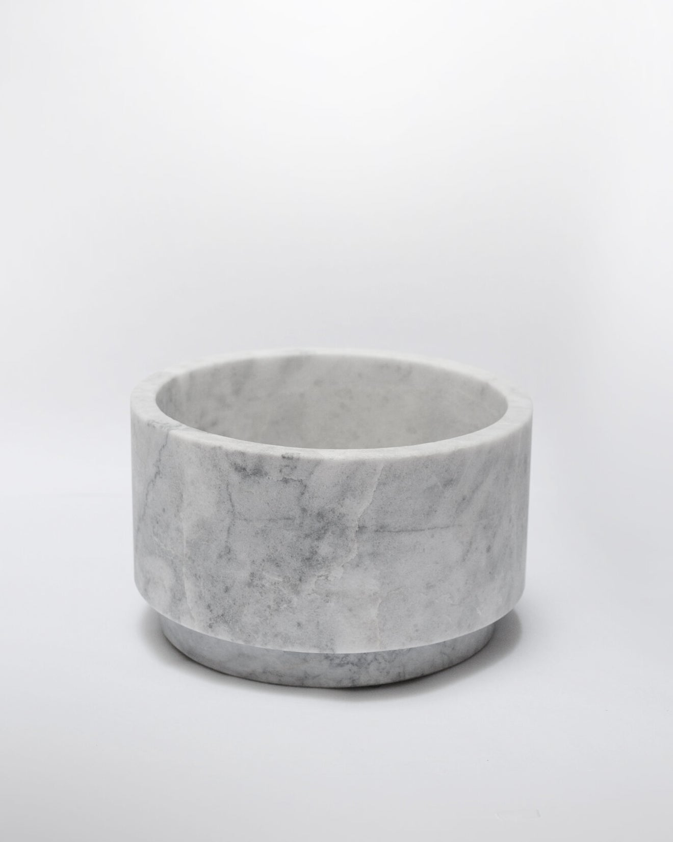 Cylinder Vase in White Marble - Wide