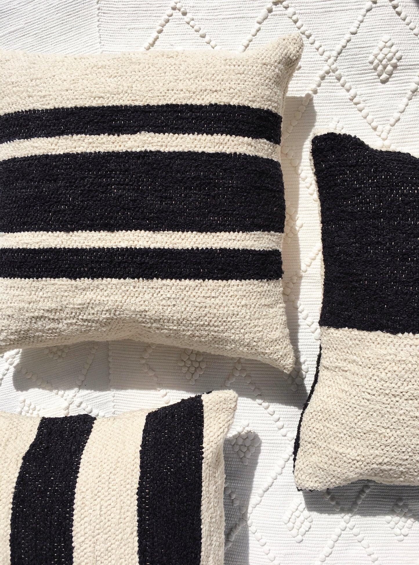 Handwoven cotton pillows black and white B&W