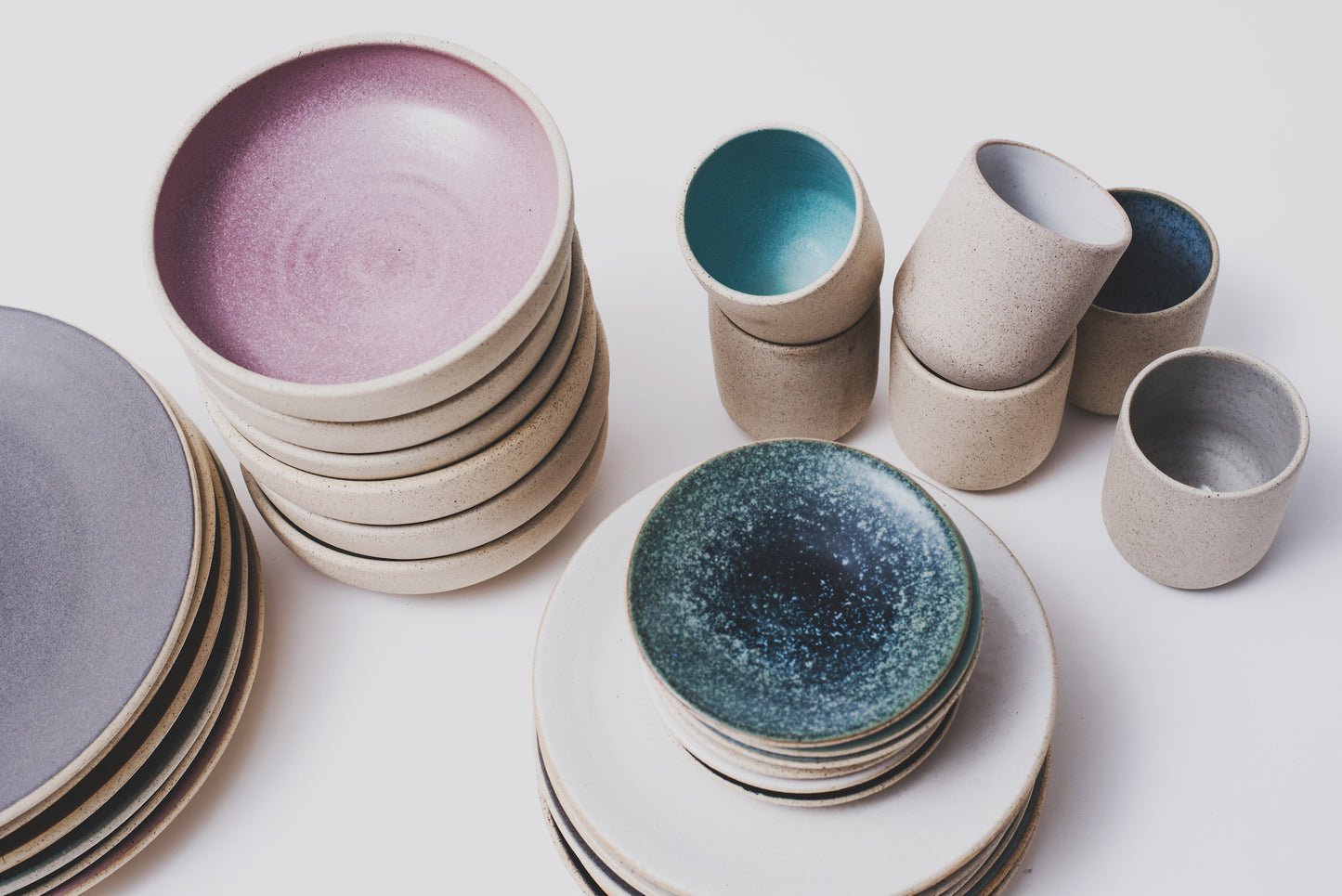 Handmade ceramic plates bowls cups organic texture