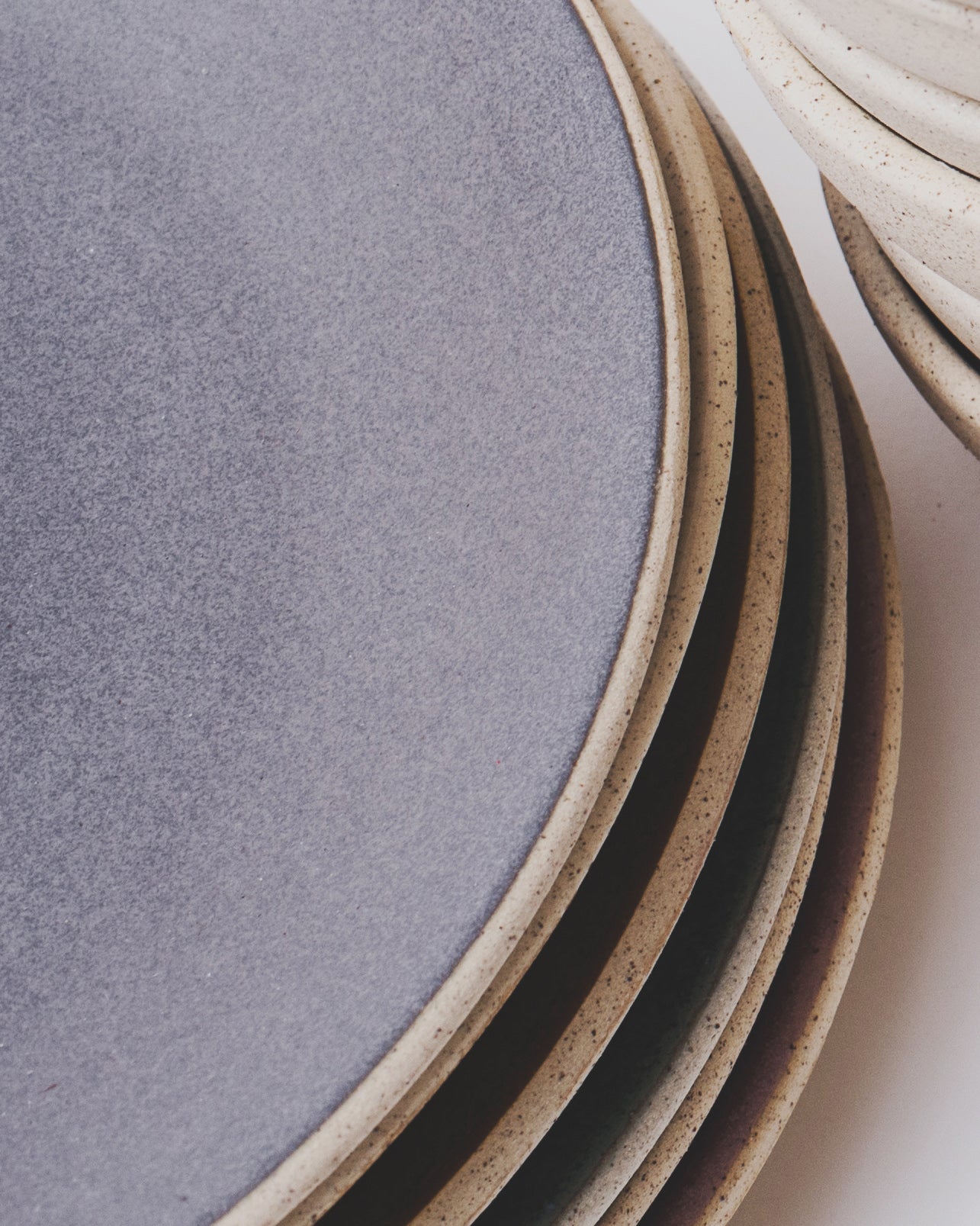 Handmade ceramic plates grey organic texture