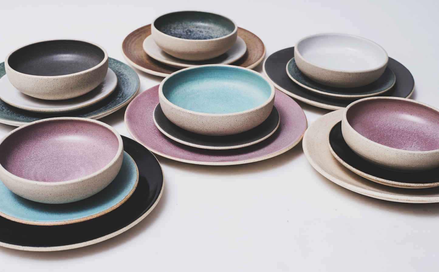 Handmade ceramic plates bowls organic texture