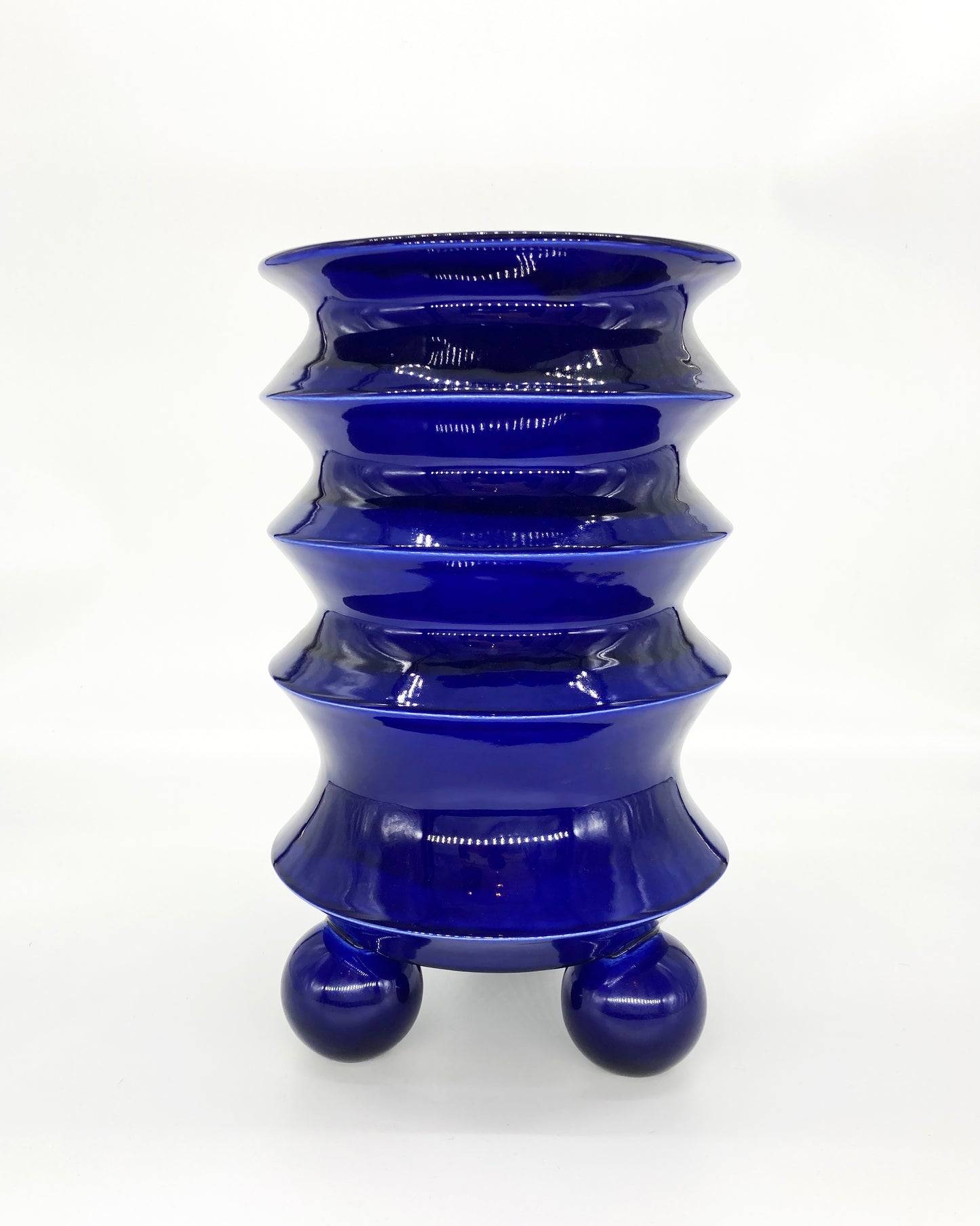 SALE First Edition Toltec Pop Art Ceramic Vase Blue