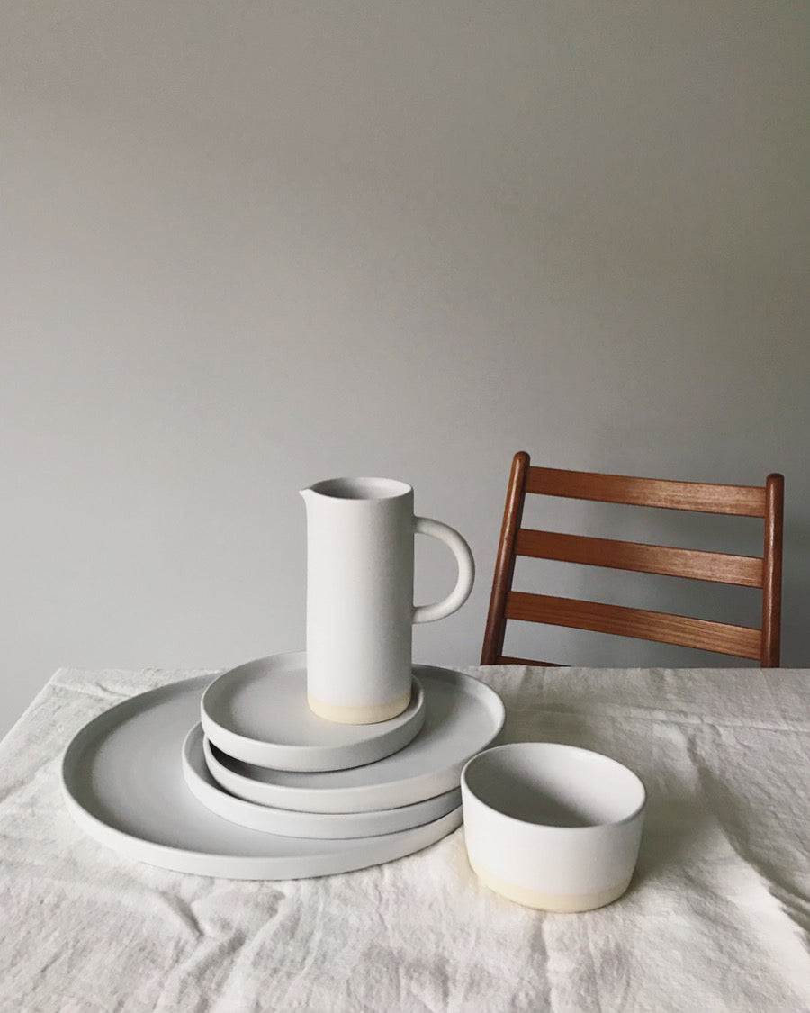 Handmade ceramic plates matte glaze white