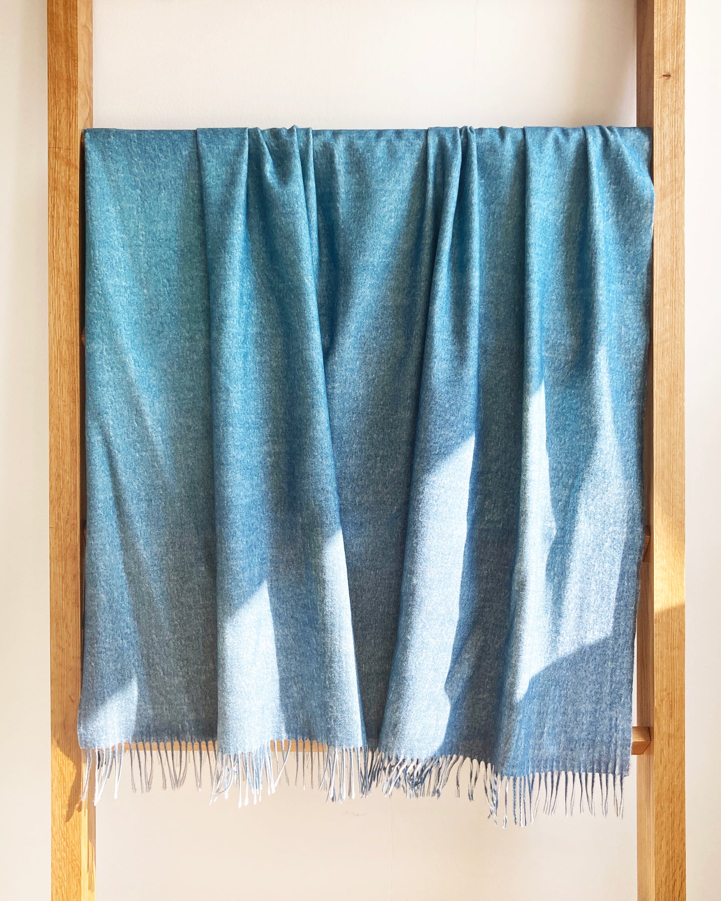 Petrol Blue Ombre Ezcaray Merino Wool Throw