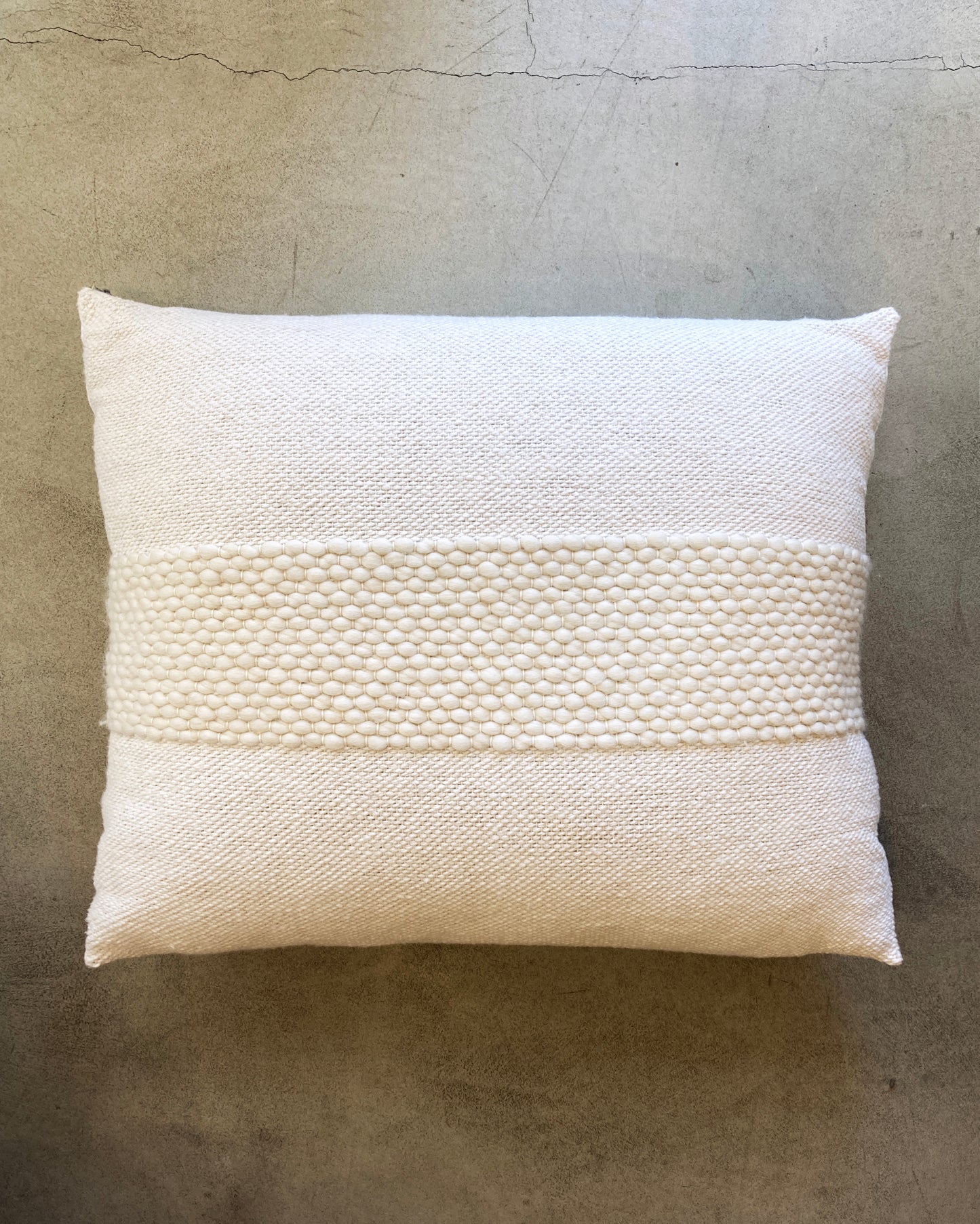 White Valle XL Cotton and Wool Floor Pillow