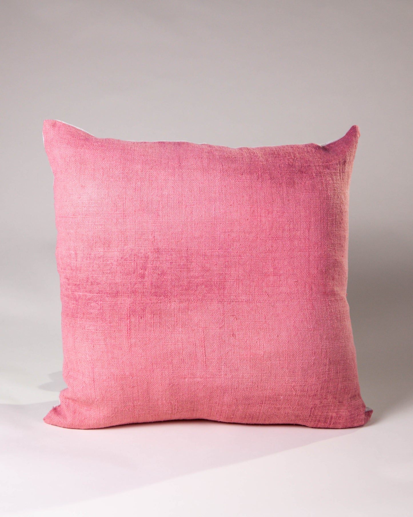 Hand-painted vintage linen pillow pink