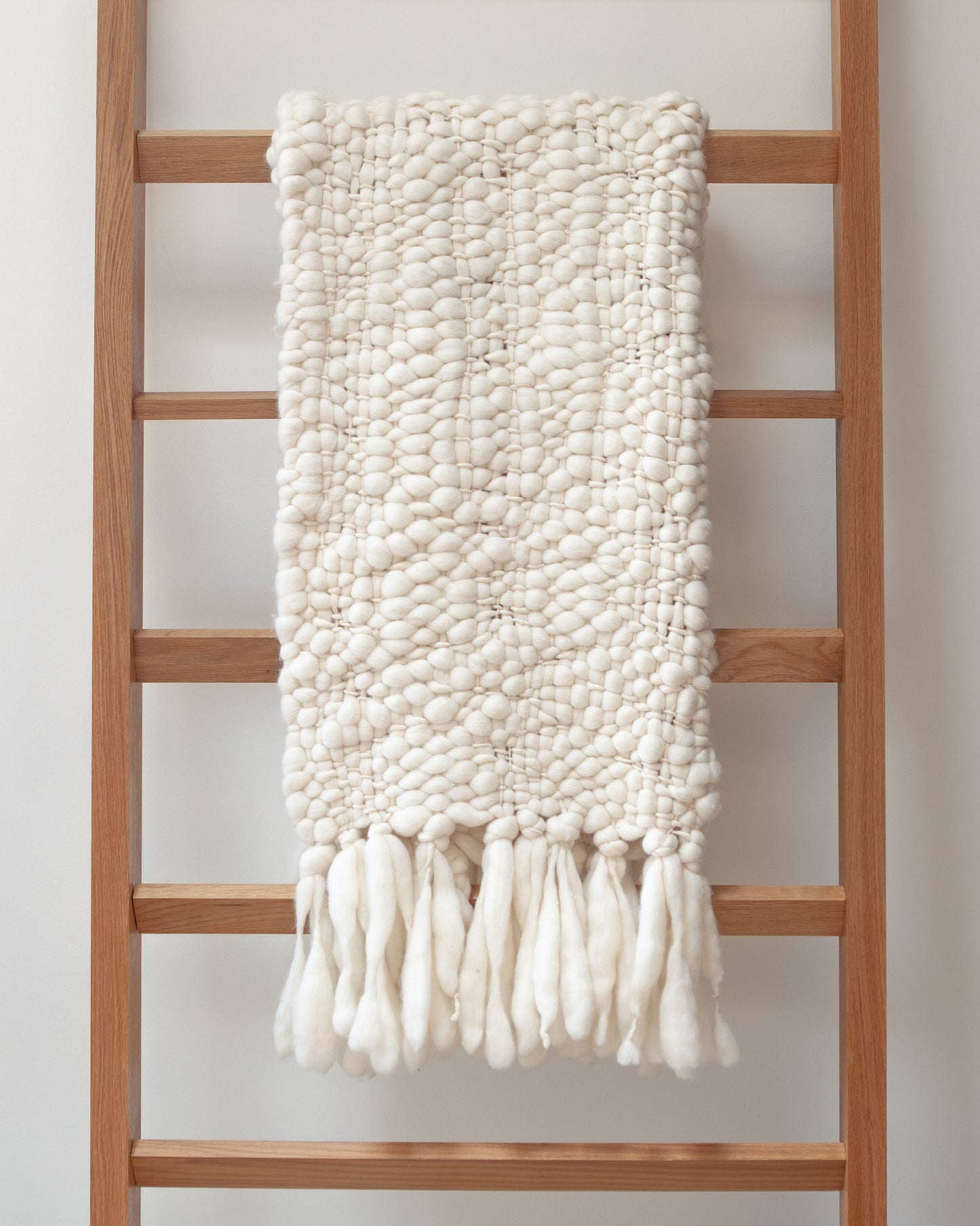 Handwoven baby merino wool blanket natural thick weave