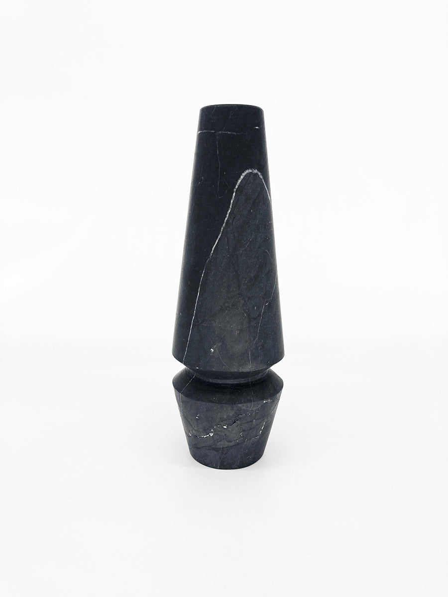 Conical Candleholders in Black Marble