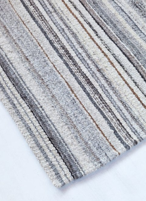Handwoven undyed wool rug grey blend