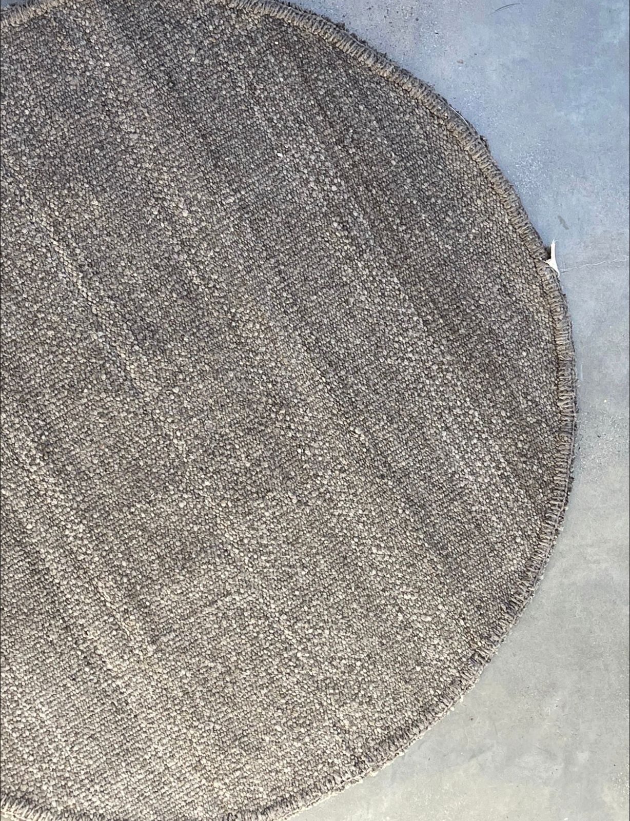 Round Gray medium weave rug