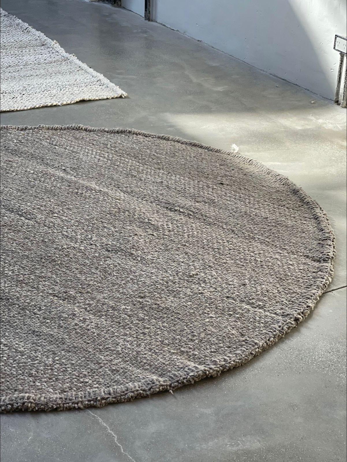 Round Gray Medium weave rug