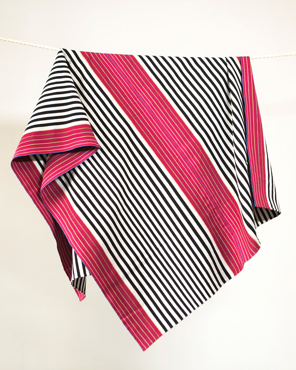 SALE SanCri Cotton Throw - Black Stripe w/ Red SALE