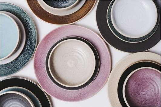 Handmade ceramic plates cups bowls organic texture