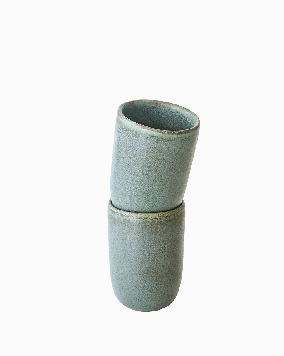 Aqua Ceramic Handmade Cups - Set of 4