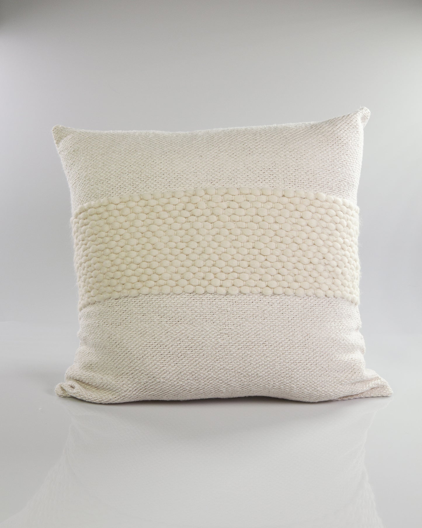 White Valle Cotton and Wool Throw Pillow