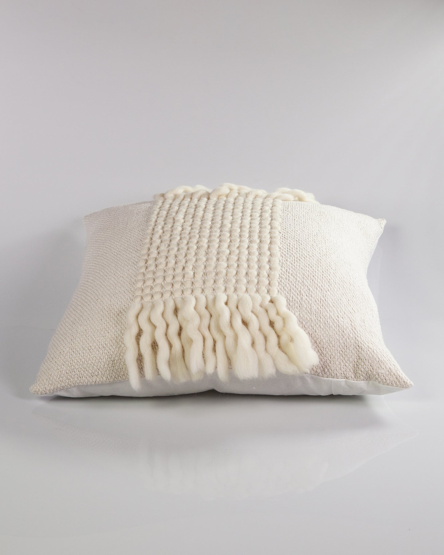 White Valle with Fringe Throw Pillow