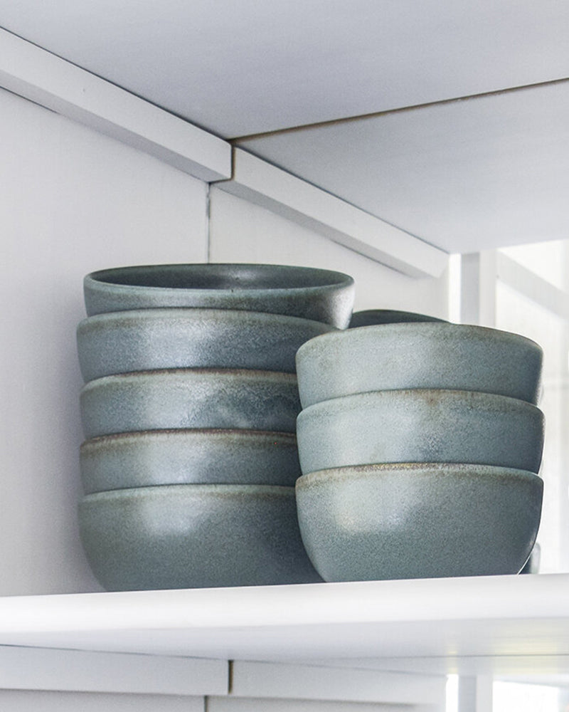 Aqua Ceramic Handmade Wide Soup Bowls - Set of 4 by Atacama Home