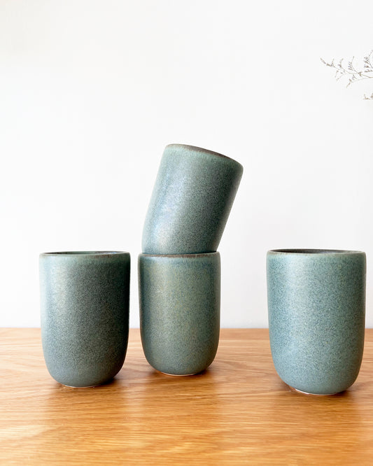 Aqua Ceramic Handmade Cups - Set of 4