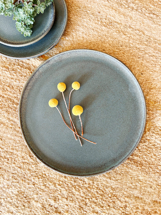 Aqua Ceramic Handmade Dinner Plates - Set of 4