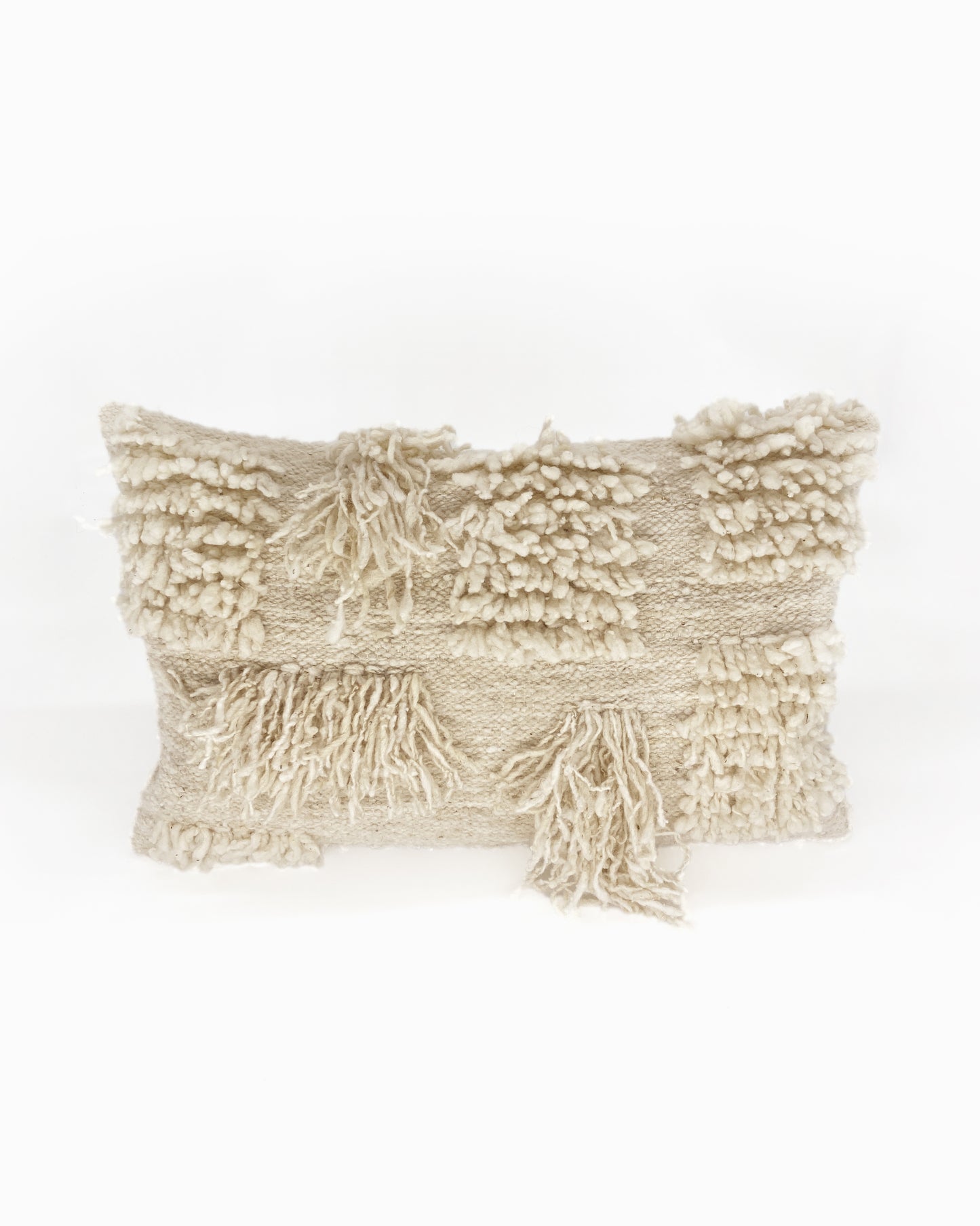 Purificacion Boho White Wool Pillow